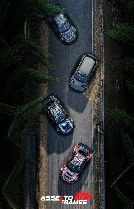 Aerial view of EFVD tandem cars on course